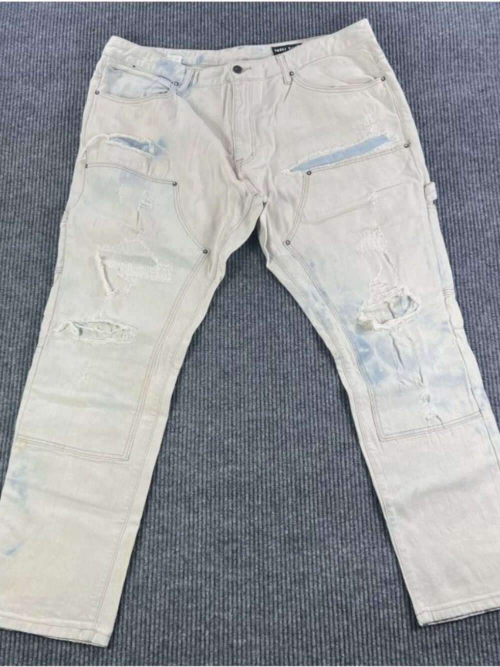 Smoke Rise Distressed Slim Denim Jeans Mens 40x32